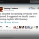 Illustration for article titled Jeremy Clarkson Wants To Crash A Burning Jag Into Mitt Romney